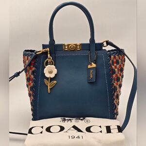 Coach 1941 Glovetanned Leather Troupe Tote W/ Weaving, Lake Multi